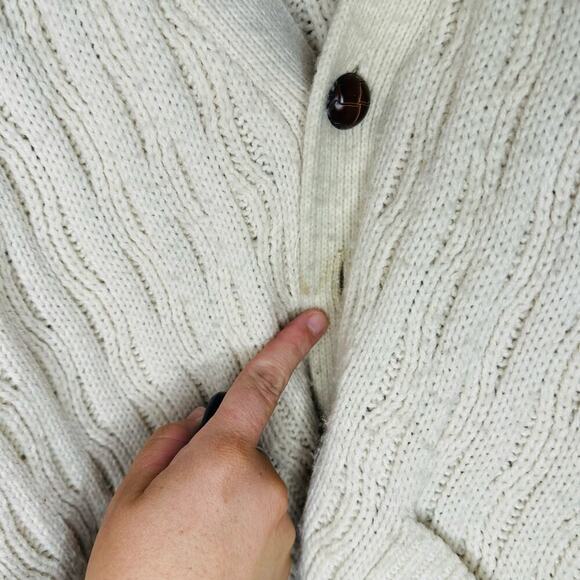 Vintage 80s Towncraft Acrylic Slouchy Cabled Oversized Cardigan Grande Size XL - Picture 7 of 8